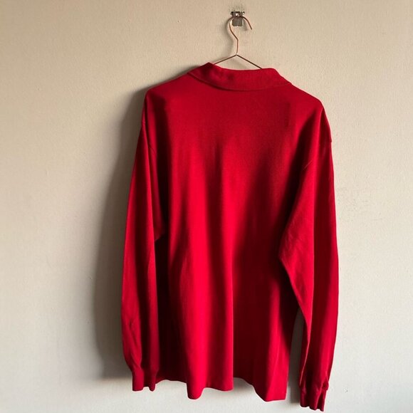 Lacoste Men Long Sleeve Regular Fit Button Down Classic Polo Red Size 8 - Picture 8 of 9